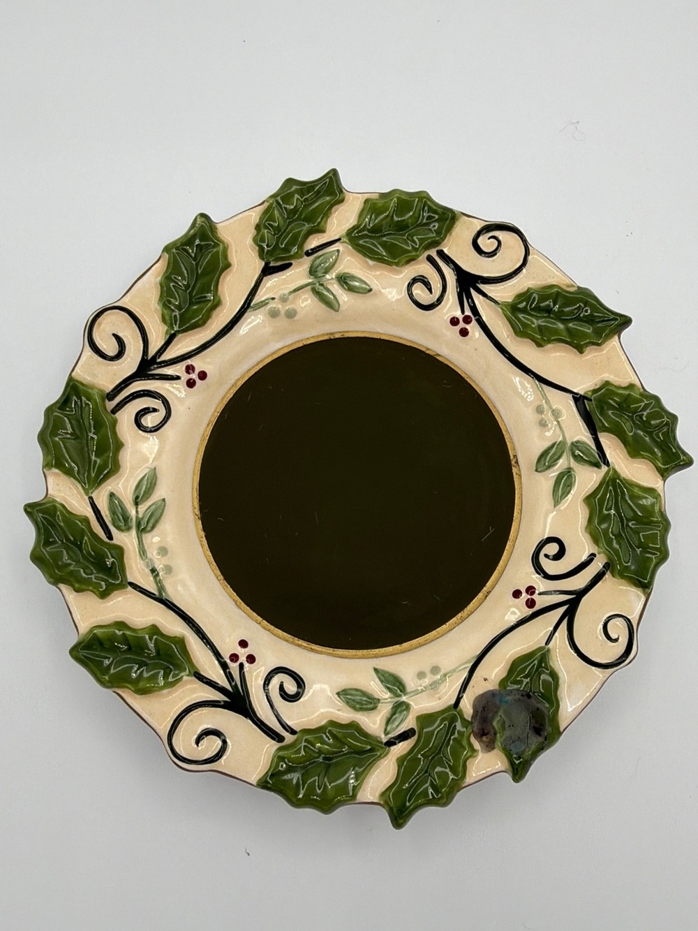 Vintage Retired Yankee Candle Holly Berry Candle Plate Holder Noelle Dahien